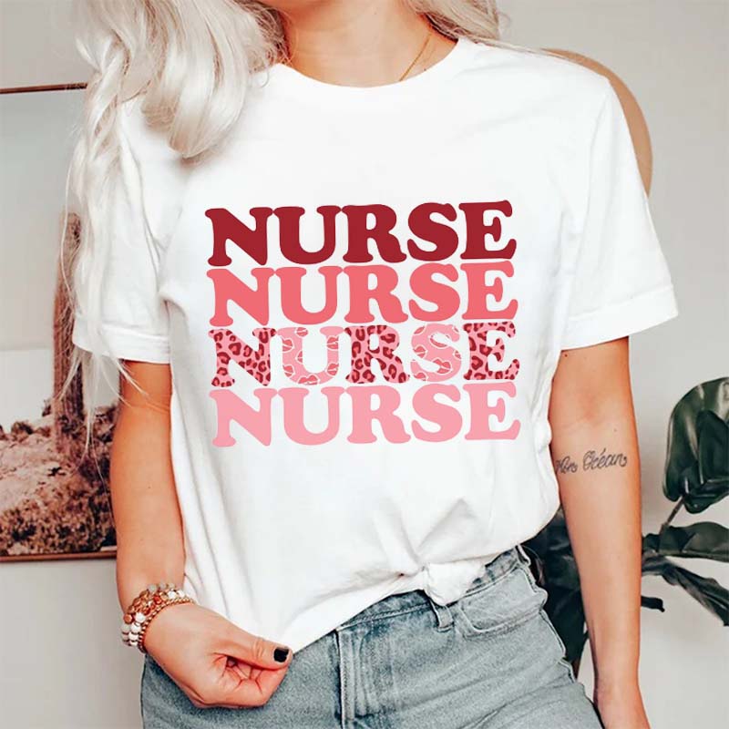 Pink Leopard Nurse T-Shirt