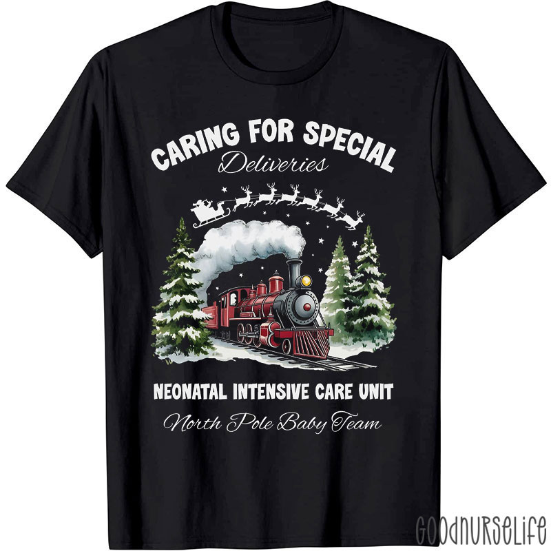 NICU Christmas Caring For Special Deliveries Neonatal Intensive Nurse T-Shirt