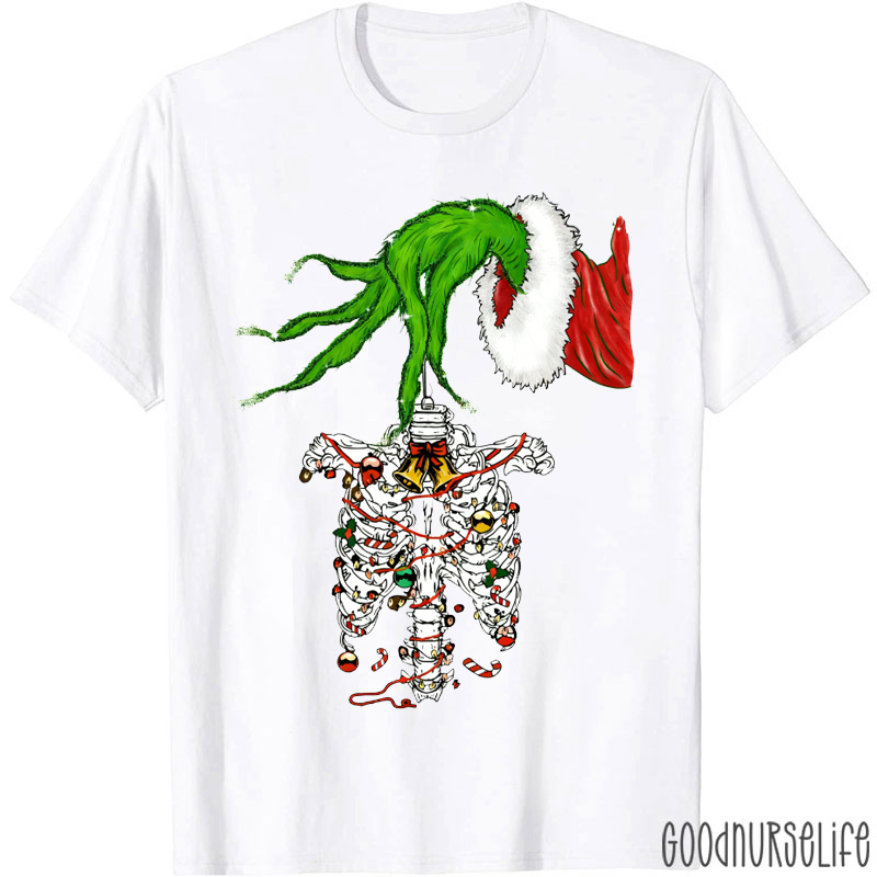 Christmas Radiology Ribcage Xray Lights T-Shirt