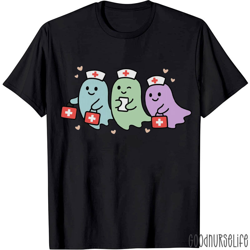 Spooky Season Cute Ghost Nurse T-Shirt