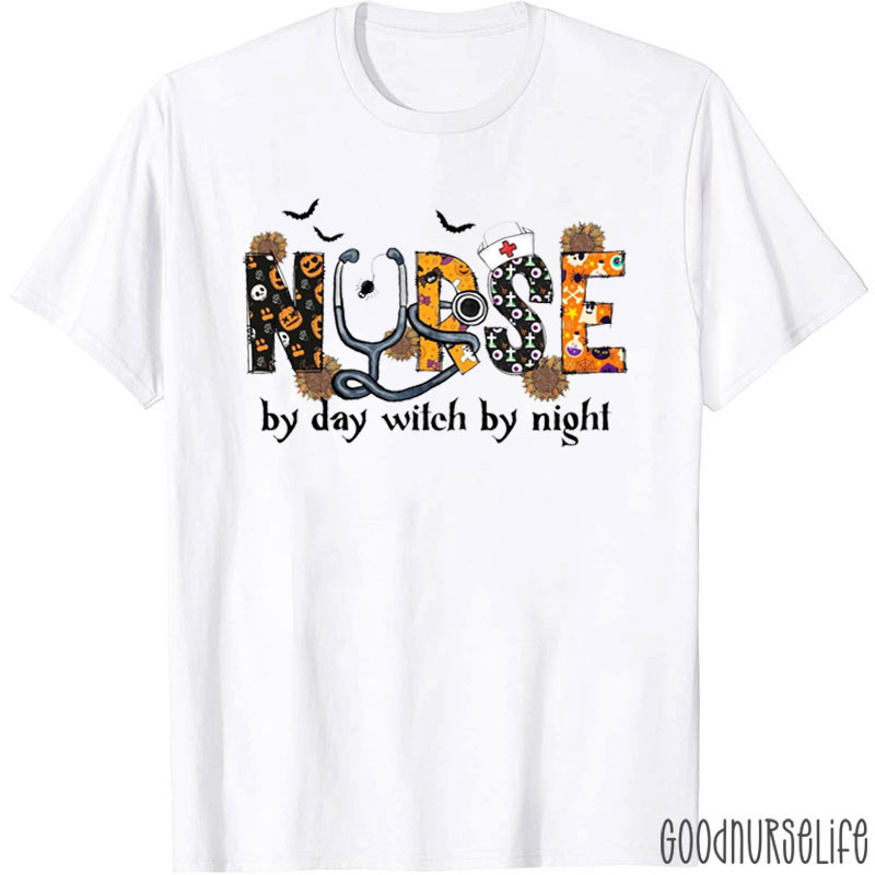 Day Nurse Night Witch Graphic Nurse T-Shirt