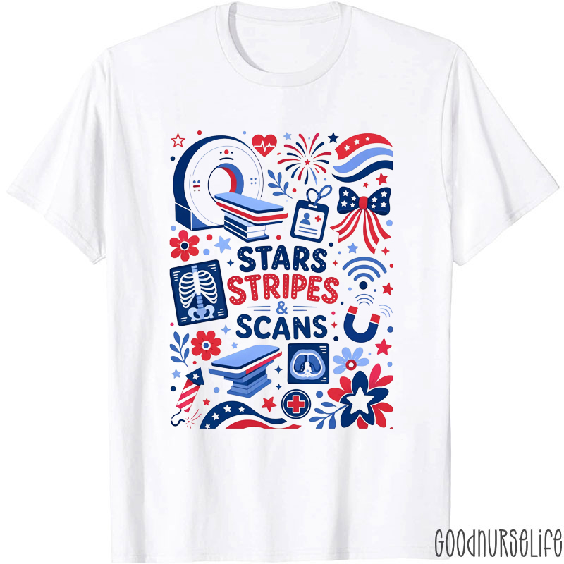 Stars Stripes And Scans Nurse T-Shirt