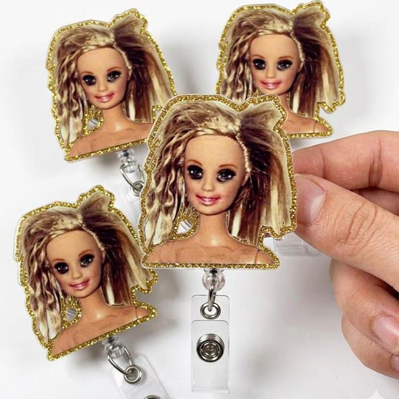Messy Hair Doll Nurse Badge Reel