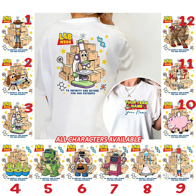 Personalized Funny Lab Equipment Lab Week Two Sided T-Shirt