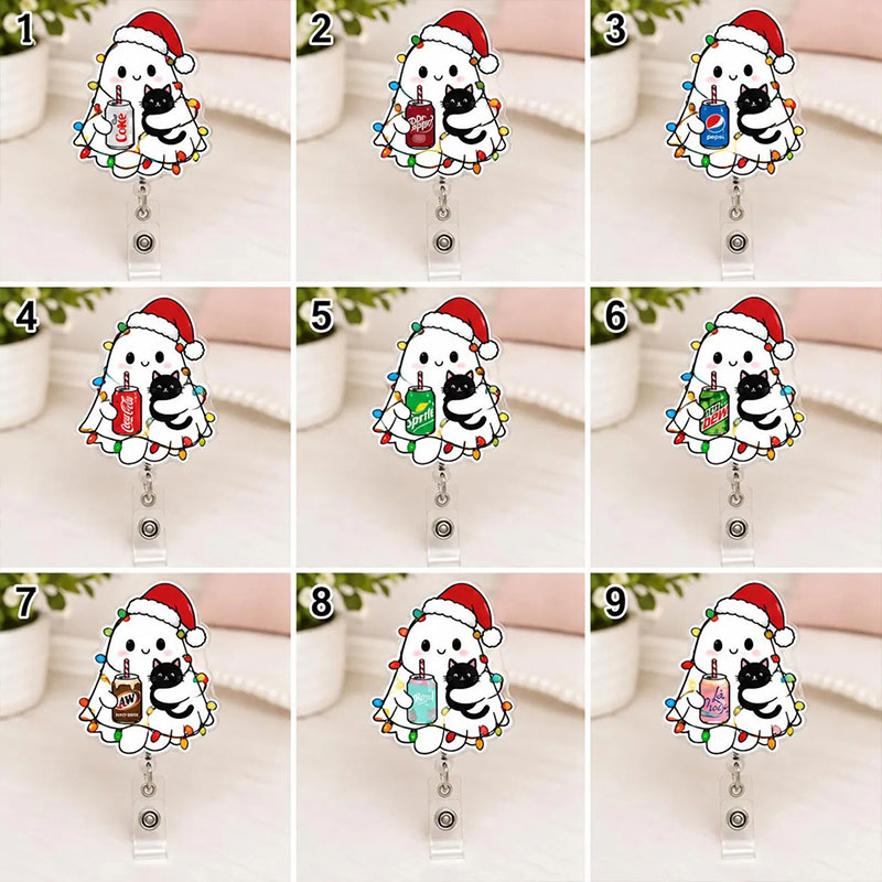 Christmas Vibe Ghost Soda Can Badge Reel