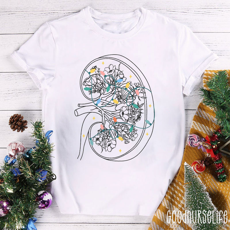 Kidney Flower Christmas Nurse T-shirt