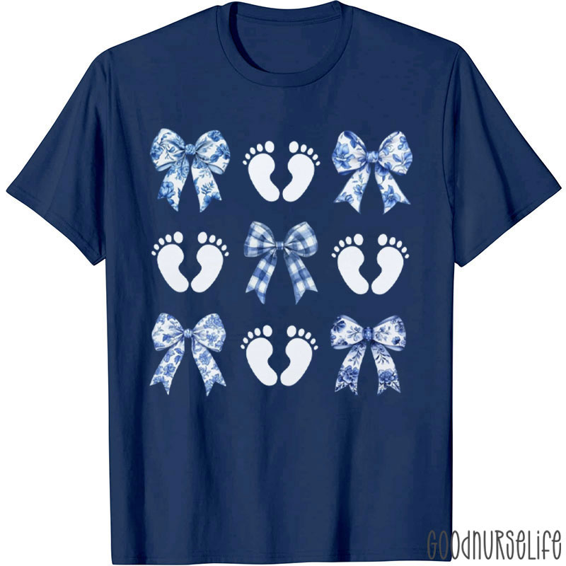Coquette Bow Feet Baby Doula L&D Labor And Delivery Nurse T-Shirt