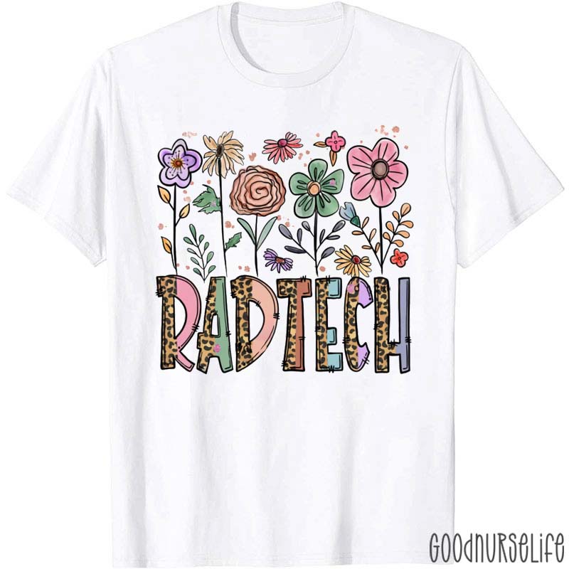 Leopard Flower And Rad Tech Nurse T-Shirt