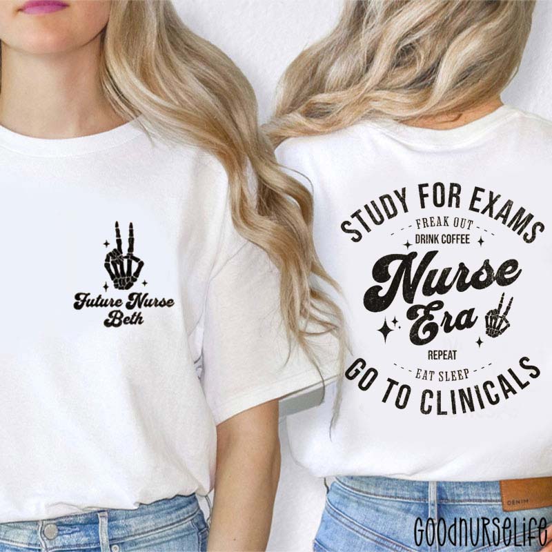 Personalized Study For Exams Nurse Two Sided T-Shirt