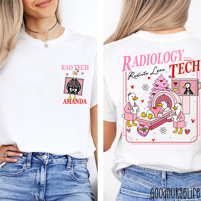 Personalized Radiology Tech Radiate Love Gosse Two Sided T-Shirt