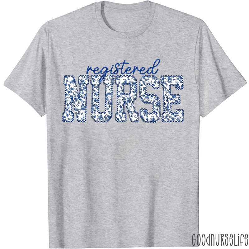 Embroidered Patch Embroidered Registered Nurse T-Shirt