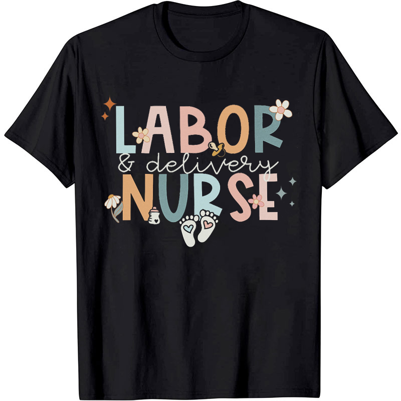 Retro Flower Labor And Delivery Nurse T-Shirt