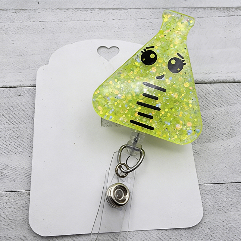 Glitter Lab Tech Beaker Badge Reel