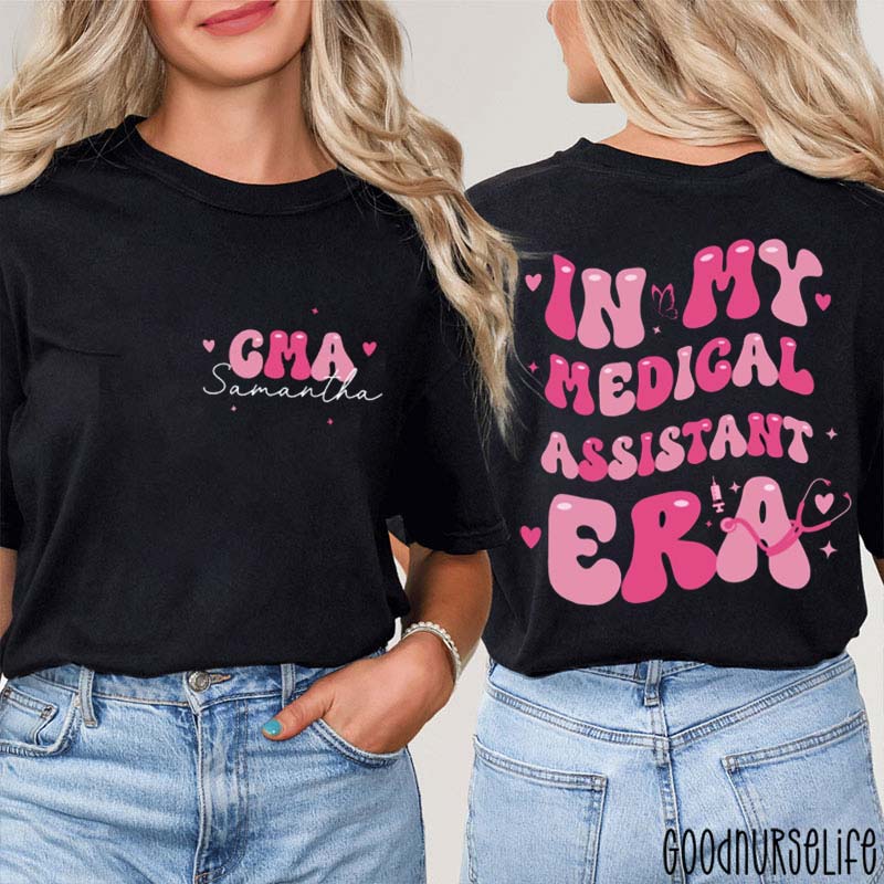 Personalized Med Style Era Nurse Two Sided T-Shirt