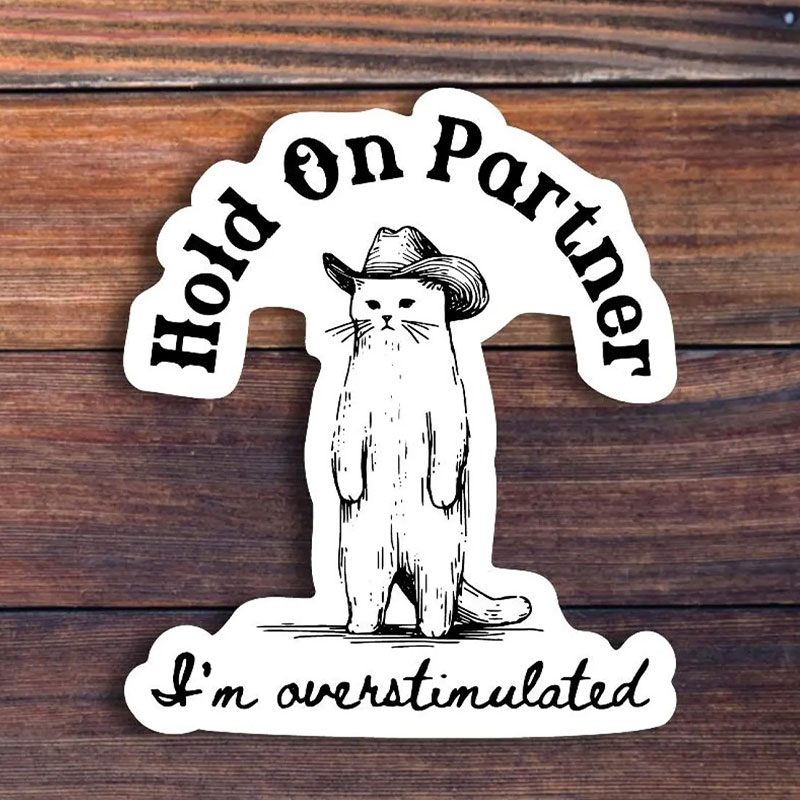 Cowboy Cat Hold On Partner Stickers