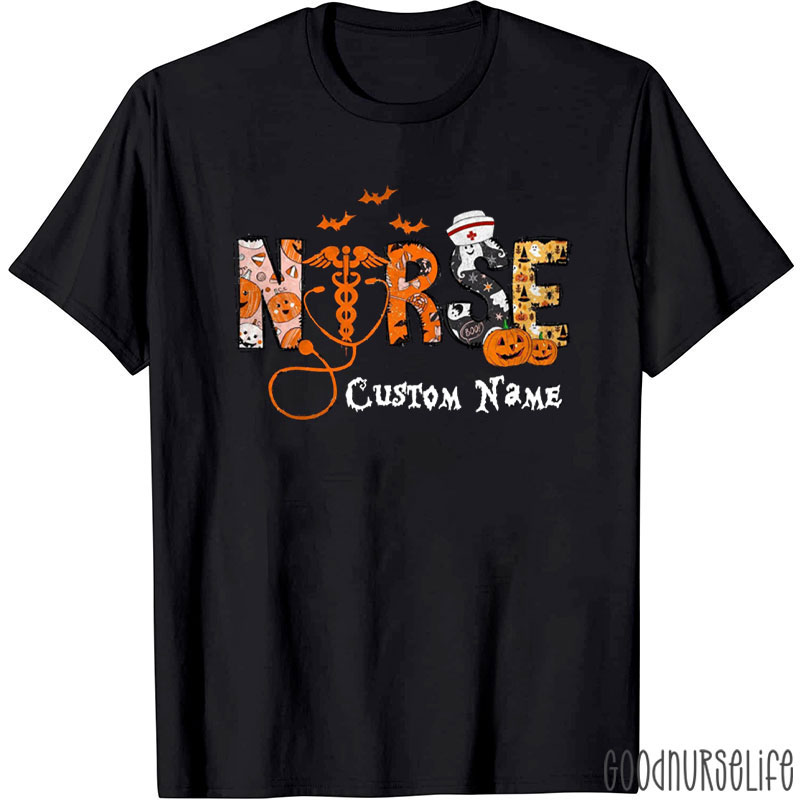 Personalized Halloween Spooky Nurse T-Shirt
