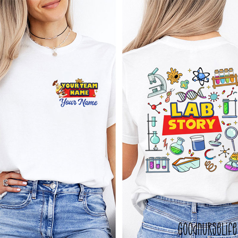 Personalized Name LAB Story Laboratory Stuffs Two Sided T-Shirt