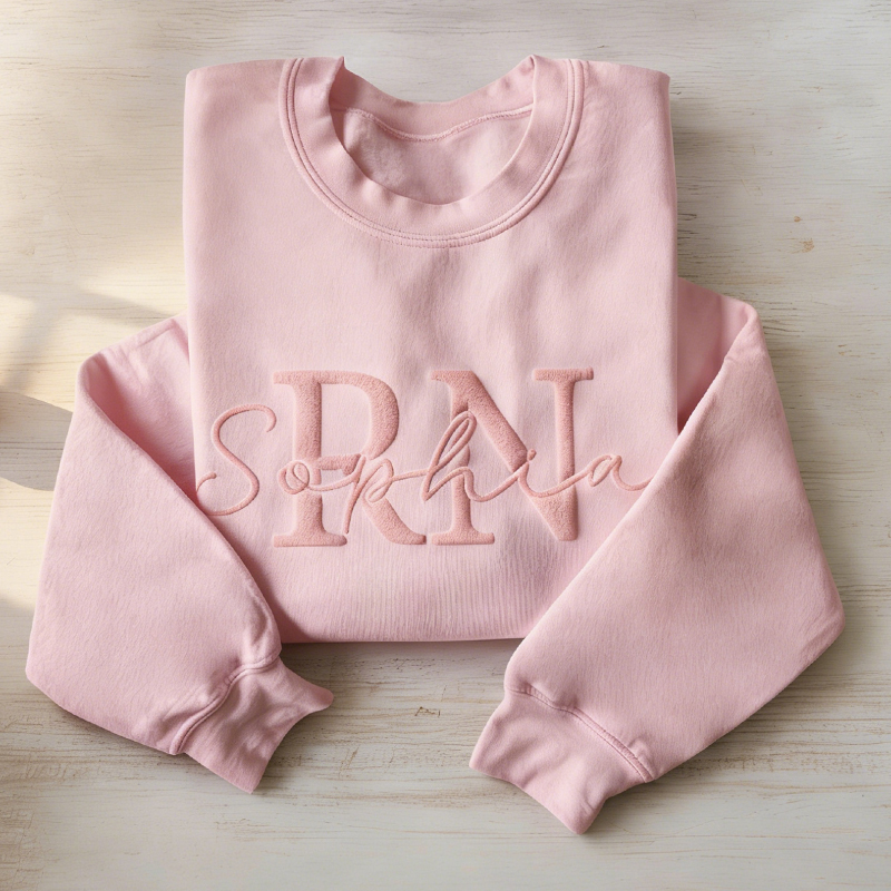 Personalized Puff Name And Job Title Nurse Sweatshirt