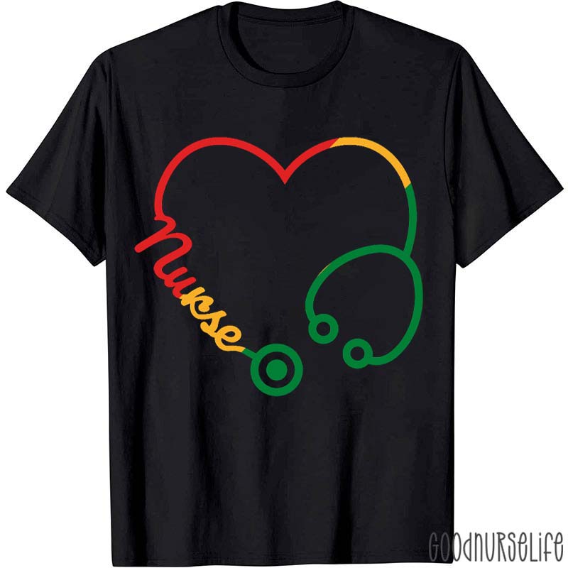 Black Nurse Stethoscope Nurse T-Shirt
