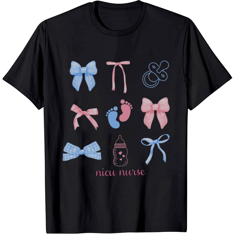 Bottle Bow Baby Nicu Nurse T-Shirt