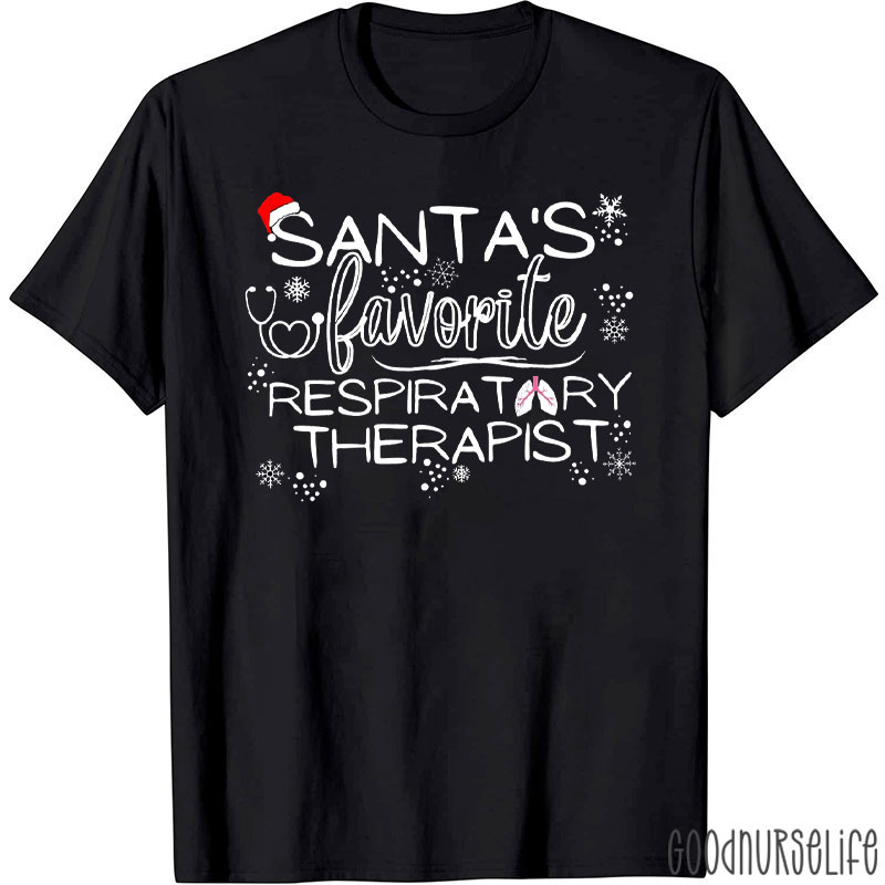 Respiratory Therapy Christmas Santa's Favorite Respiratory Therapist T-Shirt