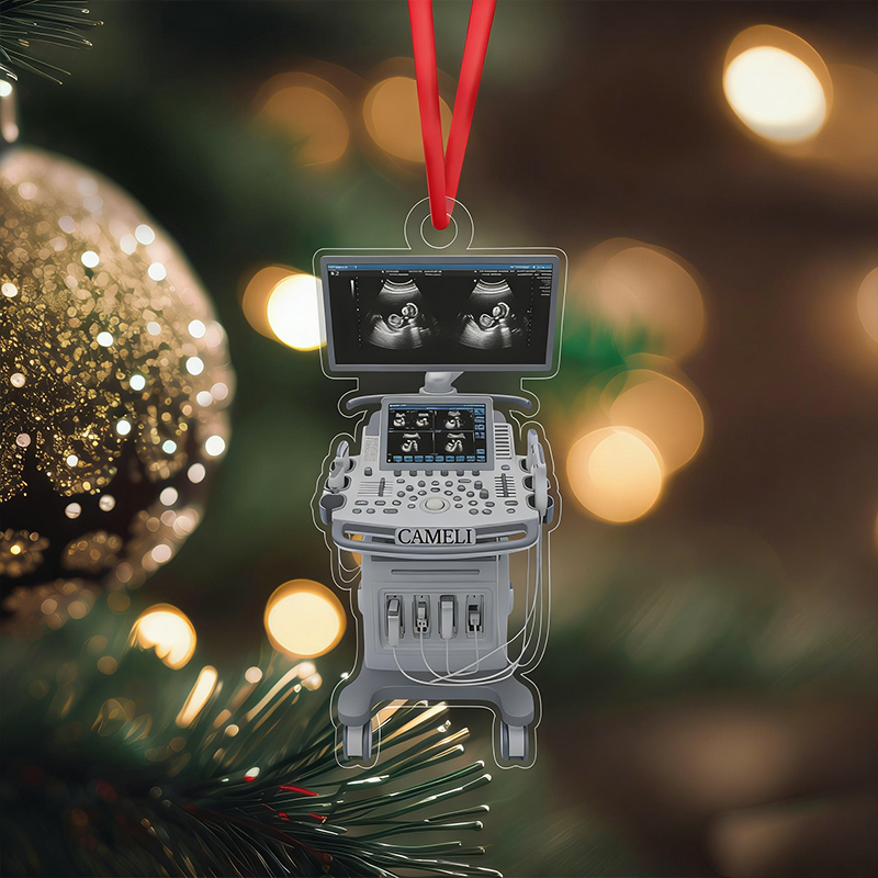 Personalized Name Ultrasound Machine Acrylic Christmas Ornament