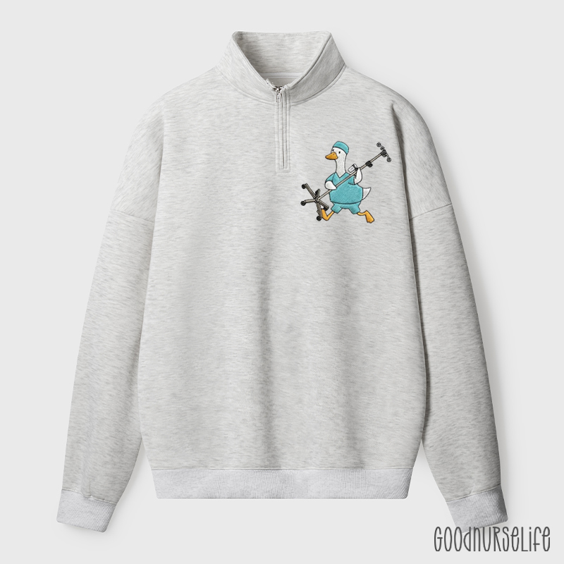 Embroidered Silly Goose Nurse Quarter Zip Sweatshirt