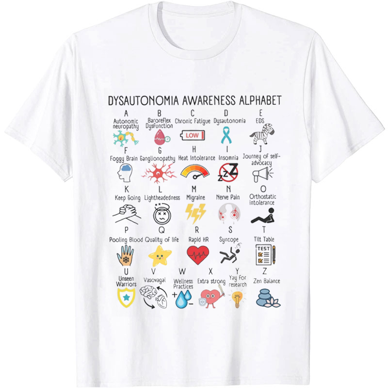 Dysautonomia Awareness Alphabet Nurse T-Shirt