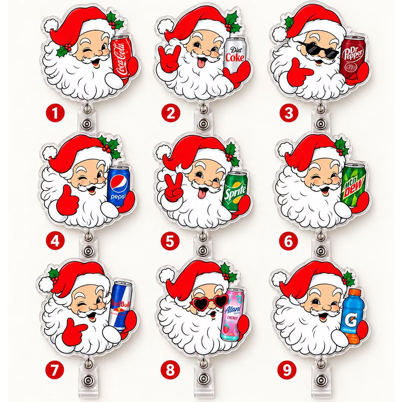 Santa Soda Can Badge Reel