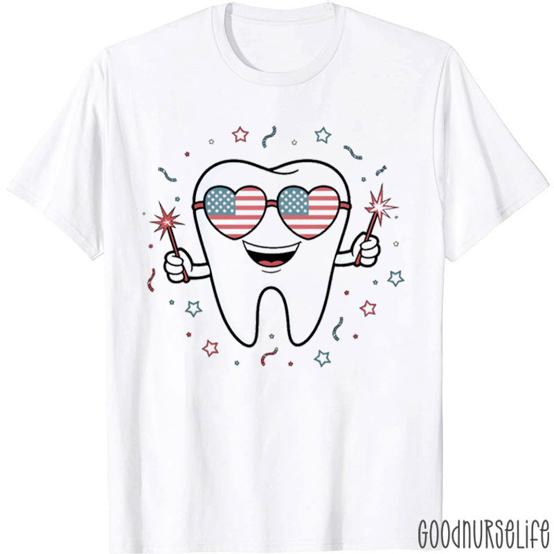 4th Of July Dental Assistant Heart Flag T-Shirt