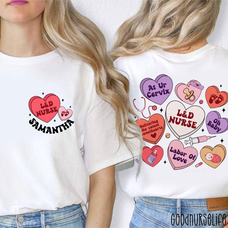 Personalized Valentine L And D Nurse Two Sided T-Shirt