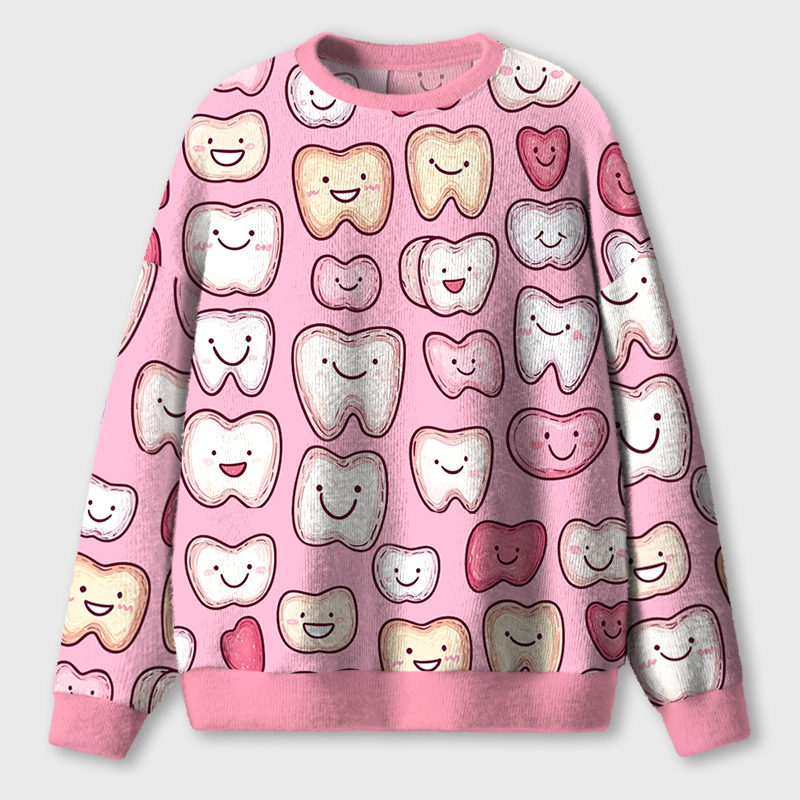 Cute Teeth In Different Shapes Ugly Fluffy Christmas Sweater