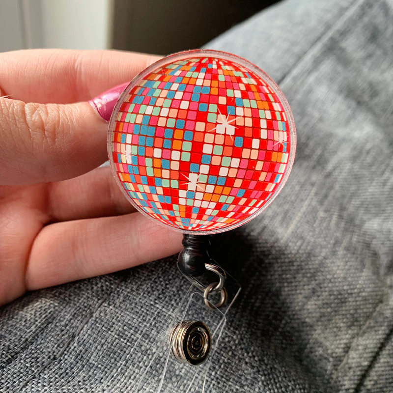 Disco Ball Nurse Badge Reel