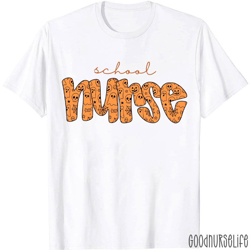 Fall Halloween Spooky School Nurse T-Shirt