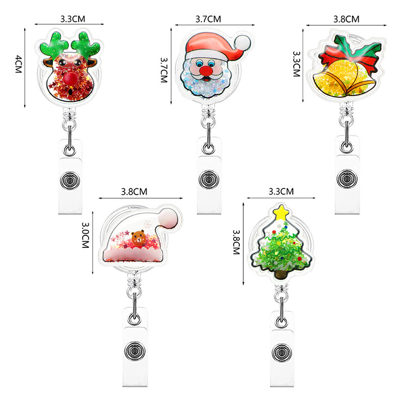 PVC Hollow Quicksand Cute Santa Claus Nurse Badge Reel