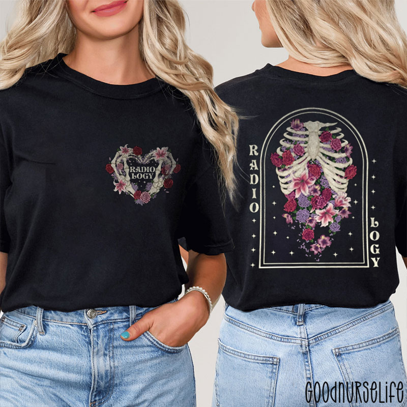 Floral Skeleton Radiology Dept Two Sided T-Shirt