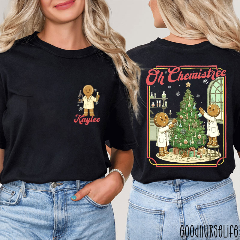 Personalized Christmas Oh Chemistree Two Sided T-Shirt