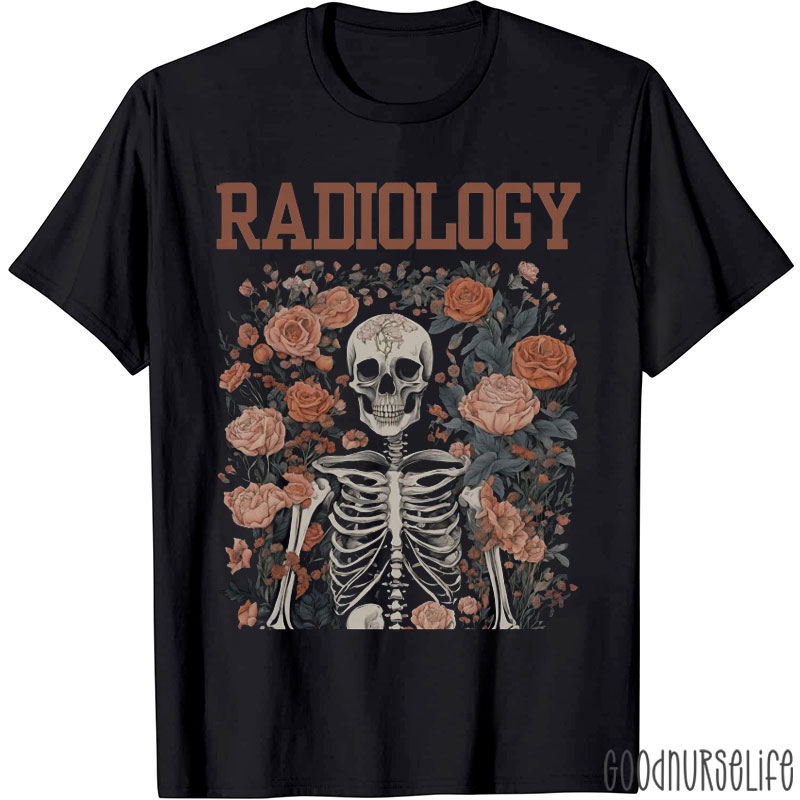 Radiology Technologist Skeleton Floral T-Shirt