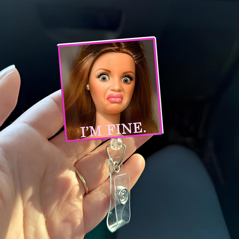 Messy Hair Doll Nurse Badge Reel