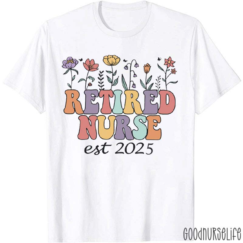 Personalized Floral Retired Nurse T-Shirt