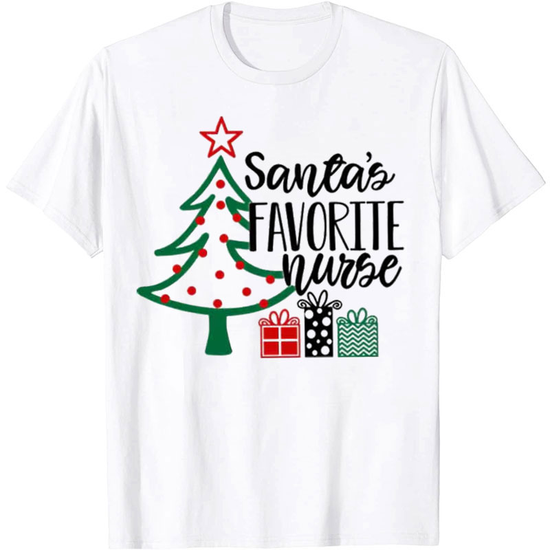 Christmas Tree Santa's Favorite Nurse T-shirt