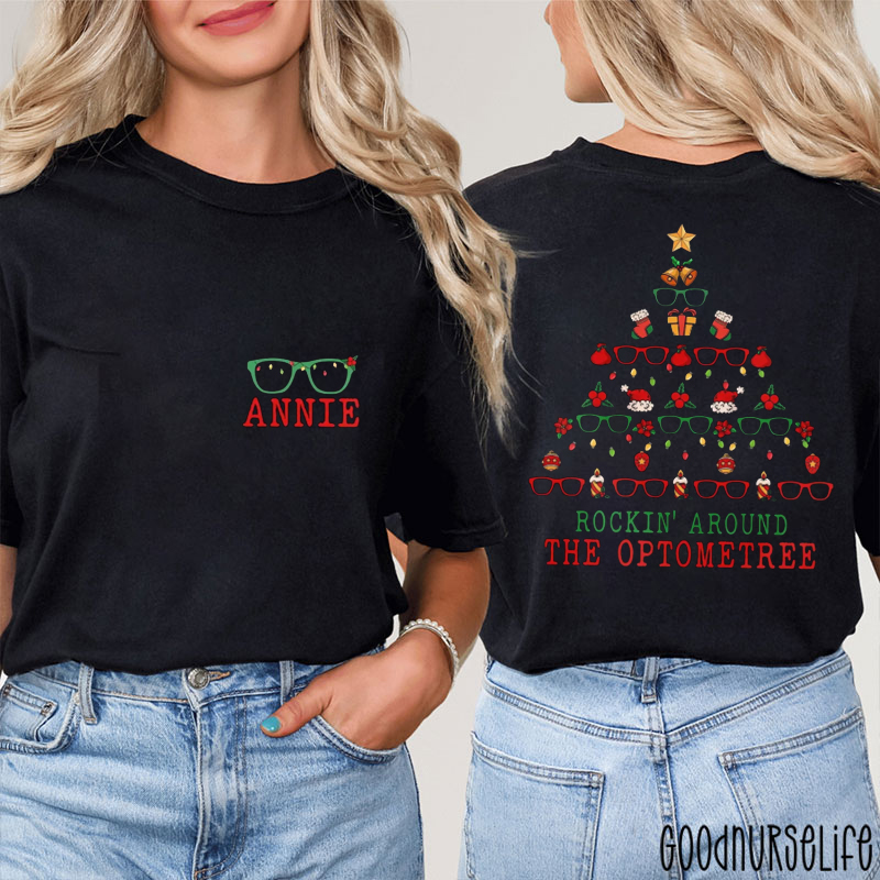Personalized Rocking Around The Optometree Two Sided T-Shirt