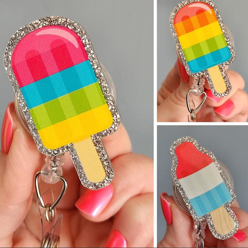 Colorful Ice Cream Nurse Badge Reel