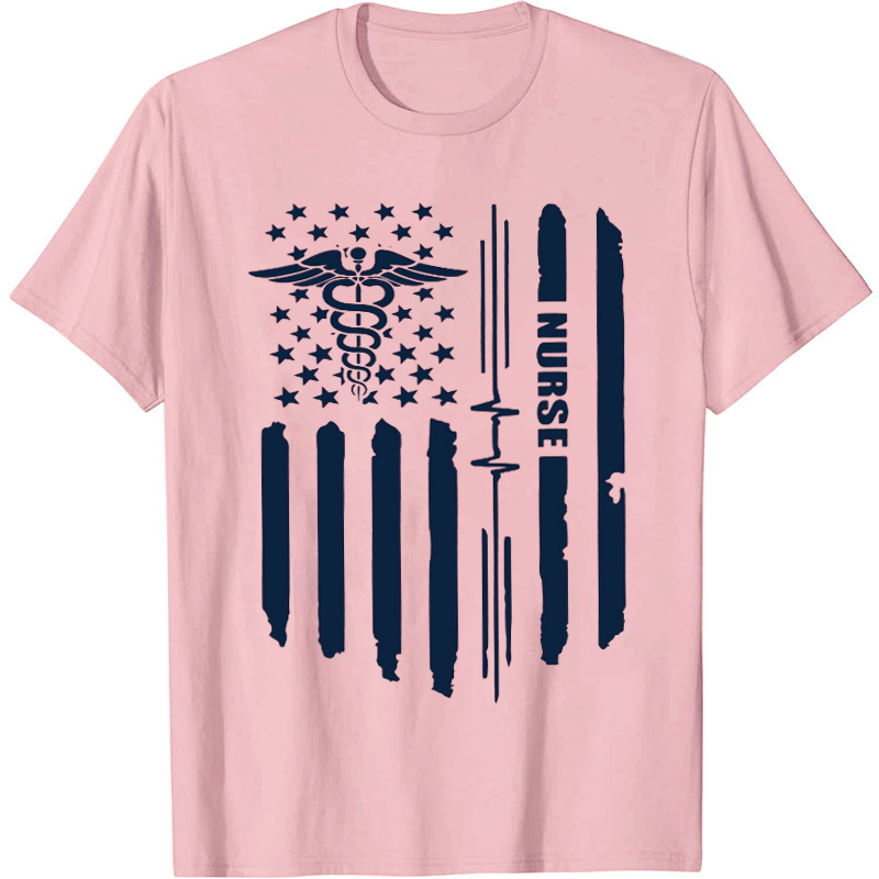 American Medical Montage Flag Nurse T-Shirt