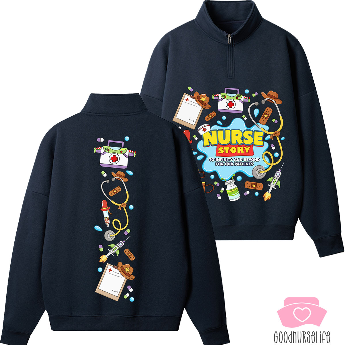 Nurse Story Medical Equipment Quarter Zip Sweatshirt