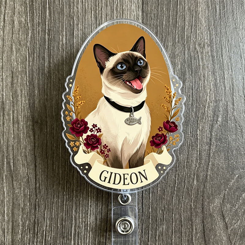 Personalized Cute Pet And Flower Badge Reel