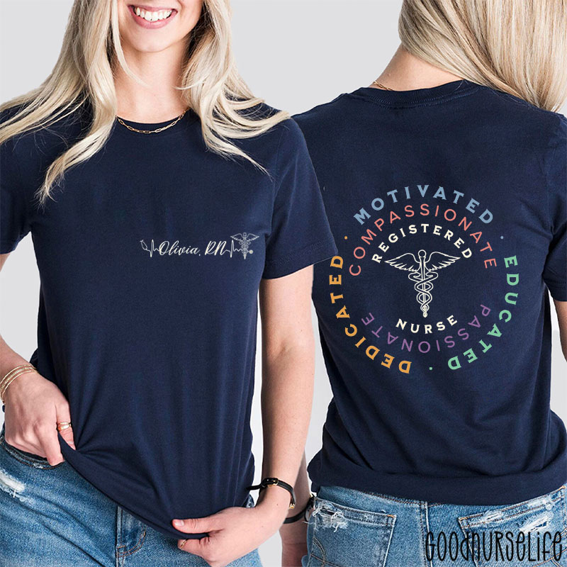 Personalized RN Registered Nurse Two Sided T-Shirt