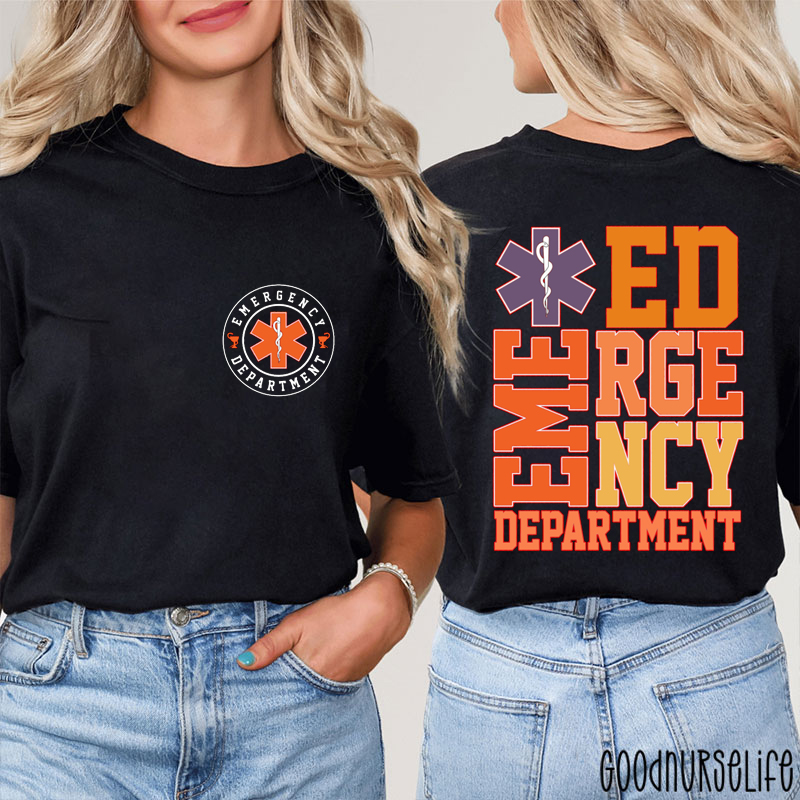 Personalized Retro ED Emergency Department Nurse Two Sided T-Shirt