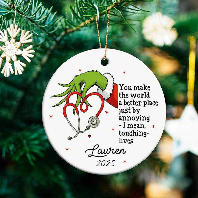 Personalized You Make The World A Better Place Christmas Ornament