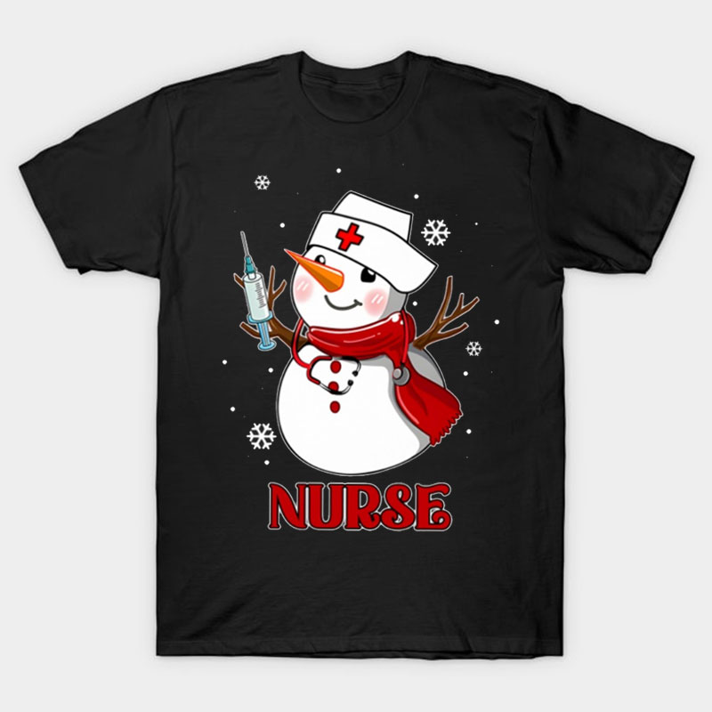 Snowman Holding A Needle Nurse T-Shirt